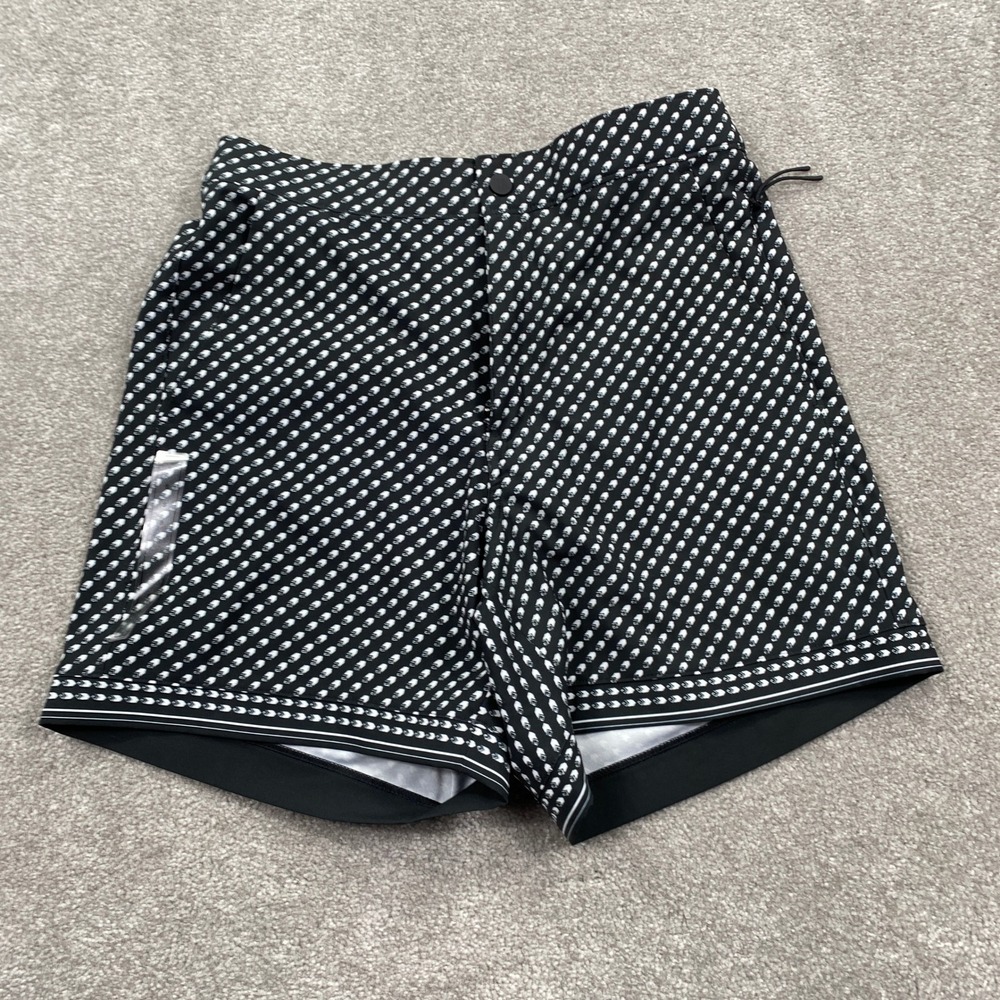 VRST Mens 6" Resort Short Pure Black Print Relaxed Fit Quick Dry NWT Size S